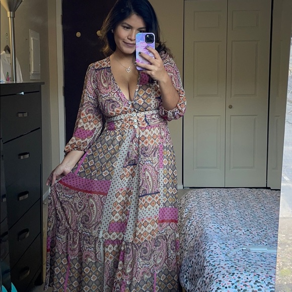 ZARA bloggers favorite multicolor Paisley print dress size small NWT - Picture 2 of 8